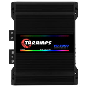 Taramp's HD 3000 front view with RGB lighting enhances car audio aesthetics