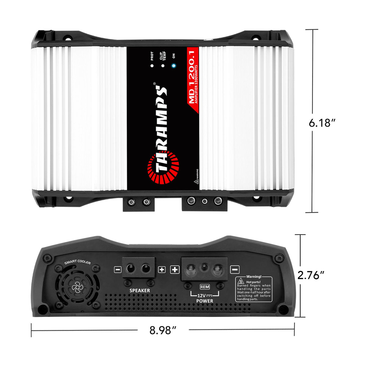 Taramp's MD 1200.1 wiring setup showing power and signal cables.