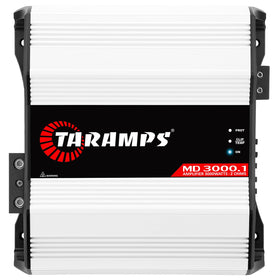 Taramp's MD 3000.1 front view demonstrates compact mono amp ideal for space-saving installs.