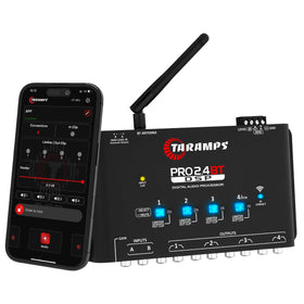 Taramp's Pro 2.4BT DSP app control enabling wireless real-time sound shaping.