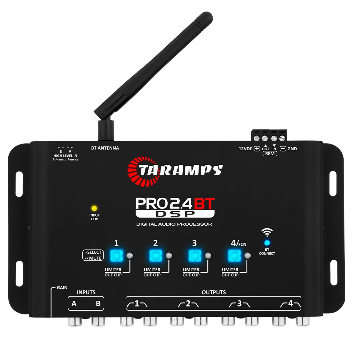 Taramp's Taramps Pro 2.4BT DSP with Bluetooth control for precise car audio tuning.