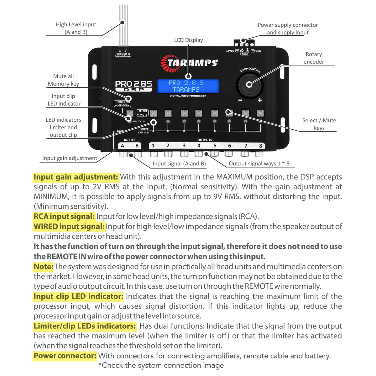 Taramps Pro 2.8S sequencer for timed playback and tuning routines