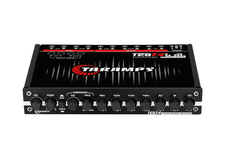 Taramps TEQ 7.4 Pro front panel view showing controls and blue lighting for easy tuning