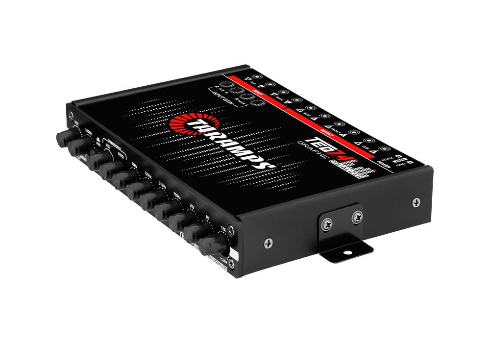 Taramps TEQ 7.4 Pro on a car dashboard conveying real-world tuning and listening setup