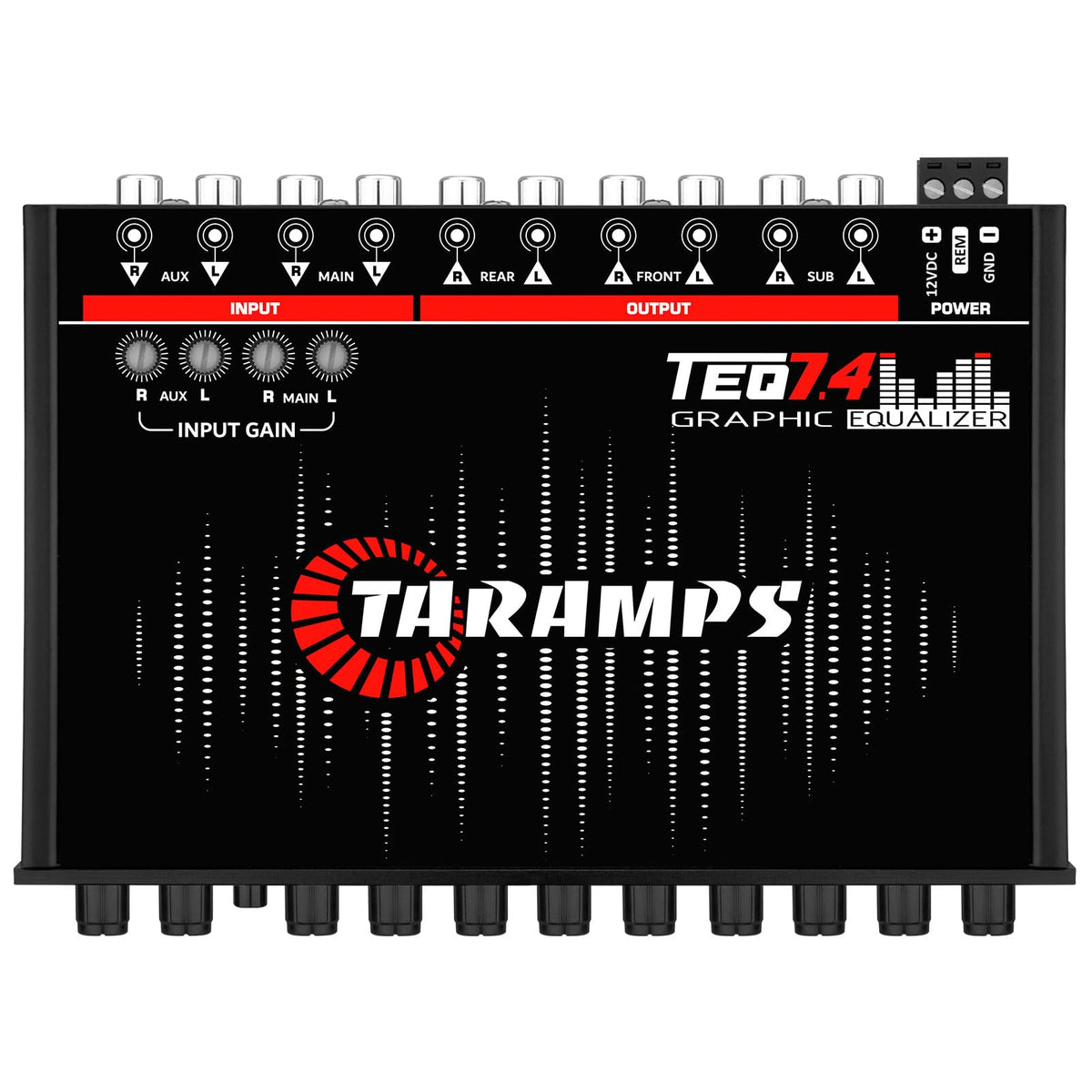 Taramp's close-up of 7-band knobs for precise frequency adjustment benefit