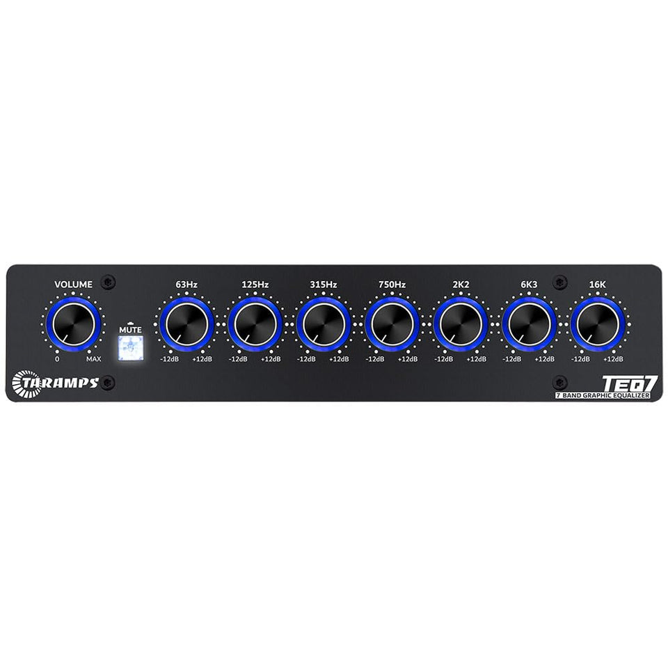 Taramp's TEQ 7 front panel view showing controls and blue LEDs, improves tuning precision