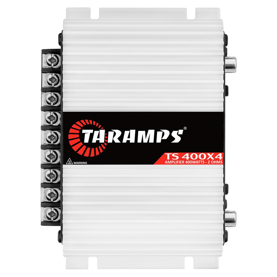Taramp's TS 400x4 front panel shows four-channel layout for versatile car audio