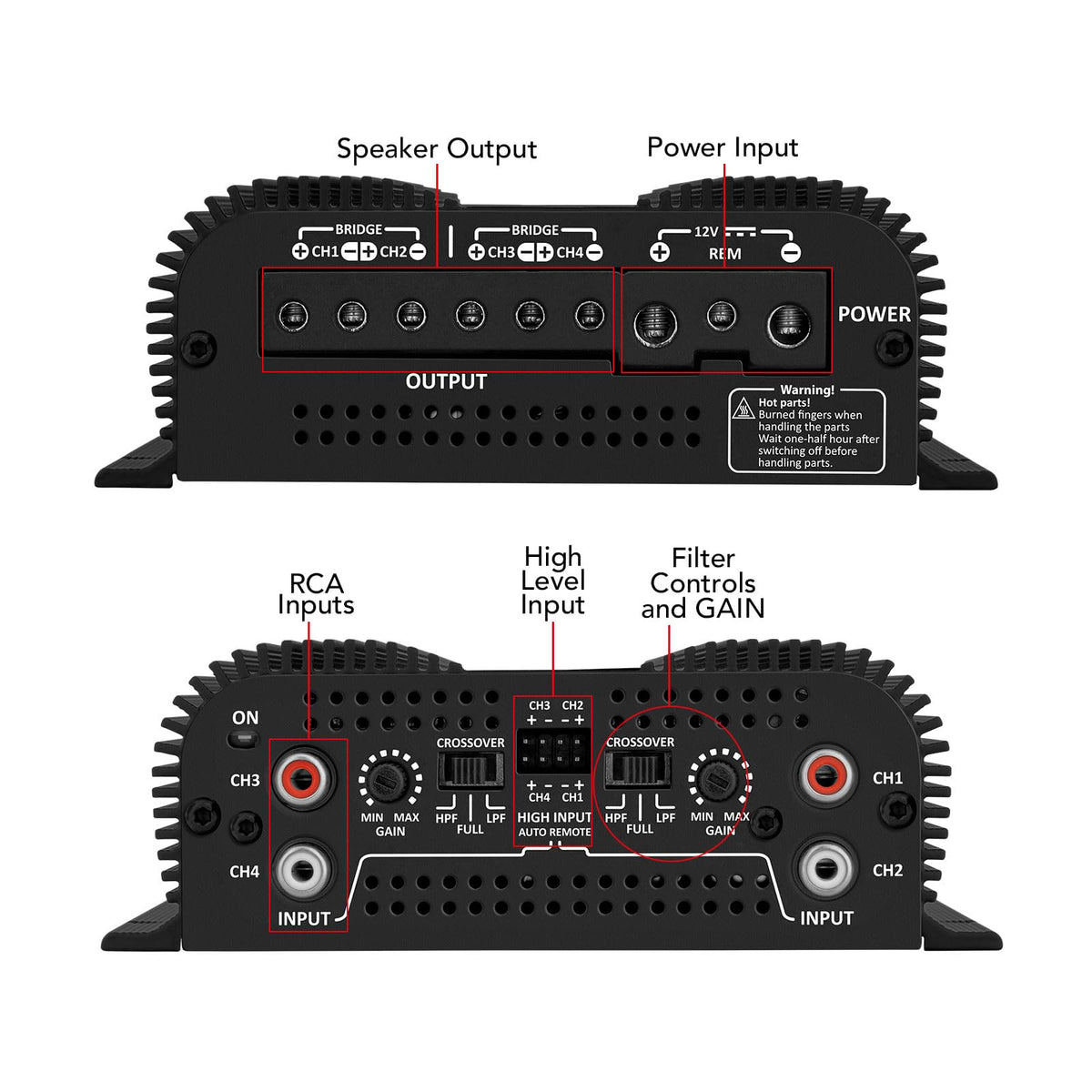 Taramp's TS 800x4 dimensions label provides quick reference during setup.