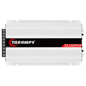 Taramp's TS 1200x4 front view shows compact multichannel power for car audio.