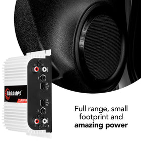 Taramp's amplifier next to a ruler for size comparison illustrating compact footprint