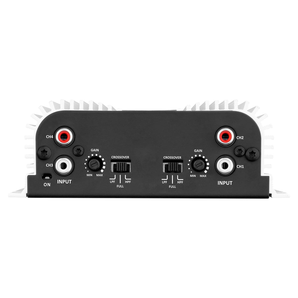 Taramp's gain and crossover controls close-up enabling precise level and frequency tuning