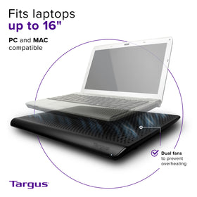Targus chill mat close fan detail highlighting airflow design and quiet operation benefit