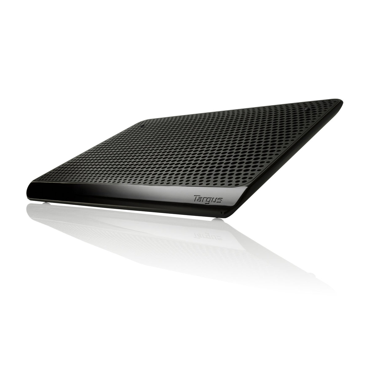 Targus chill mat front view showing dual-fan layout and slim profile for efficient cooling