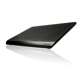 Targus chill mat front view showing dual-fan layout and slim profile for efficient cooling