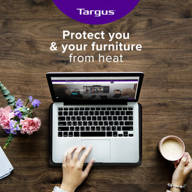 Targus chill mat with laptop in use on couch for comfortable cool lap use