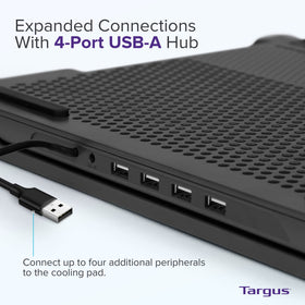 Targus Chill Mat Plus cable management with Velcro straps.