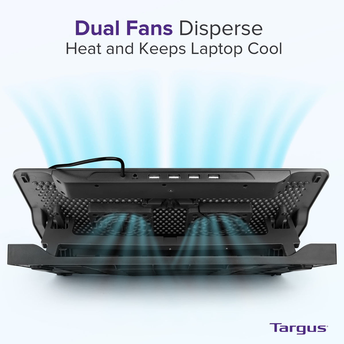 Targus Chill Mat Plus height-adjustment view shows 4-inch ergonomic elevation.
