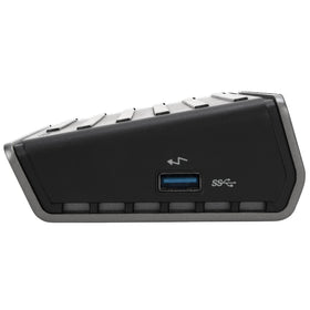 Targus DOCK180USZ audio-in/out port for speakers and headsets.