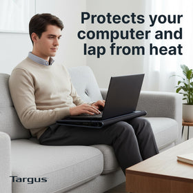 Targus dual fans running under laptop demonstrating active heat dispersion