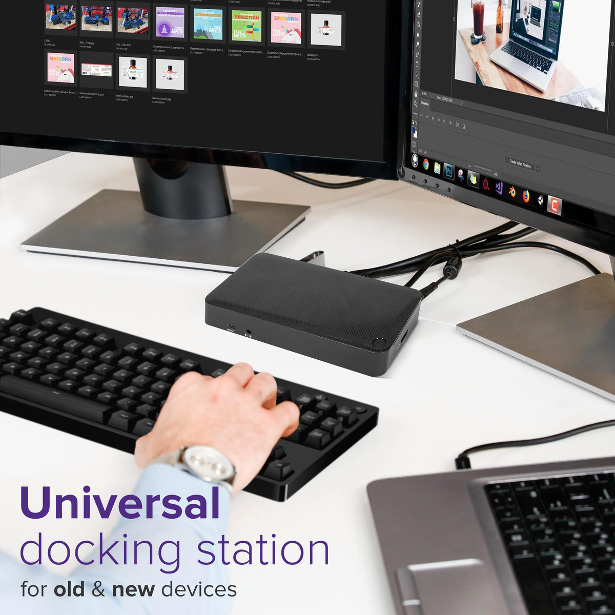 Targus DV4K Dock ethernet and audio port enable reliable wired connectivity.
