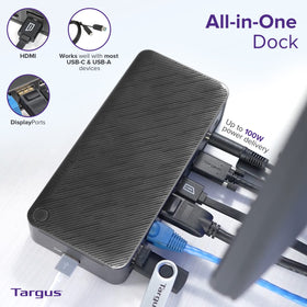 Targus DV4K Dock security slot helps safeguard equipment.