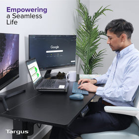 Targus laptop cooling pad on desk setup with secure grip and quiet airflow