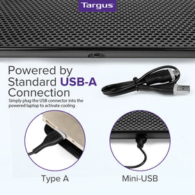 Targus non-slip rubber grips keep laptop stable on desk or lap