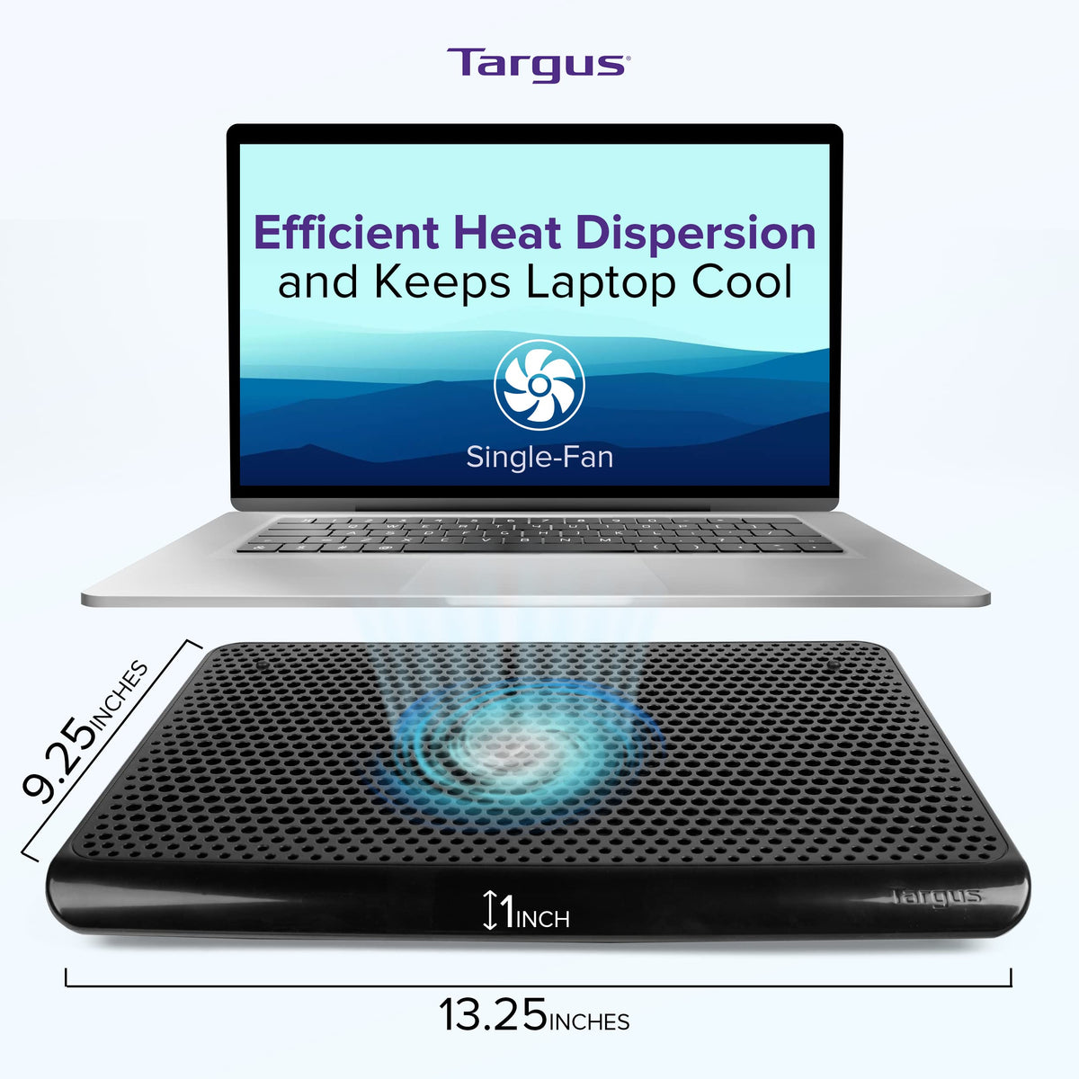 Targus USB-powered cooling pad connected to a laptop for cooling action