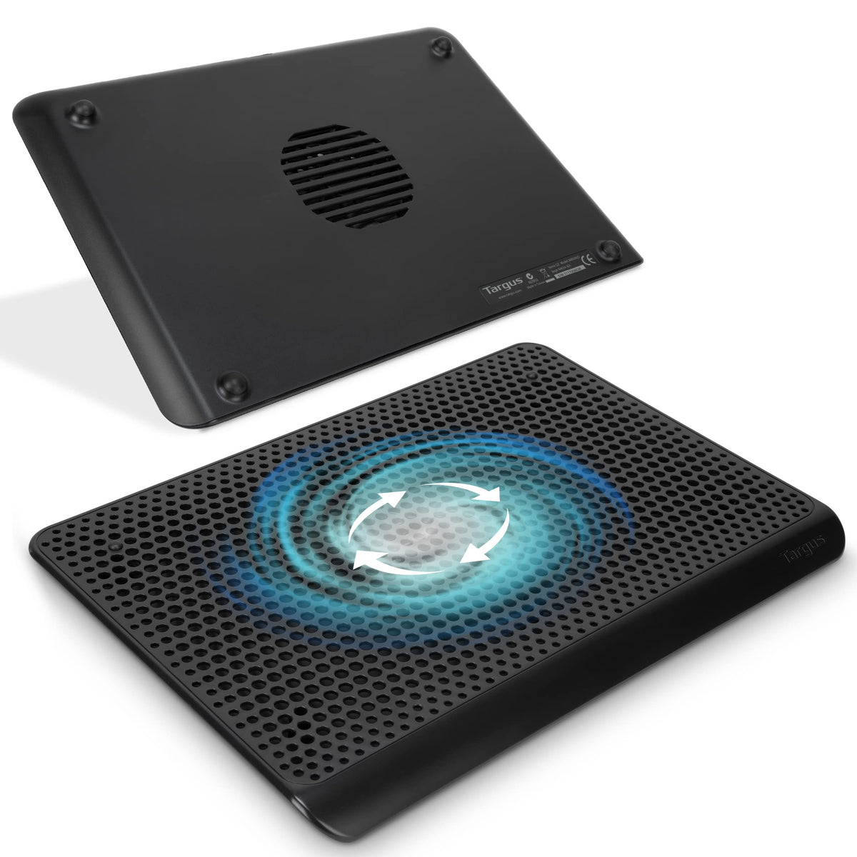 Targus laptop cooling pad shows ventilated grill design for heat dissipation