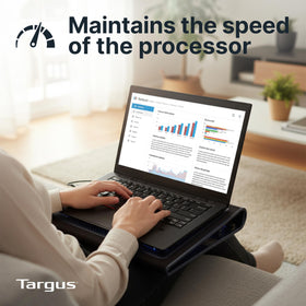 Targus Chill Mat next to ruler illustrating size fit for 17-inch laptops