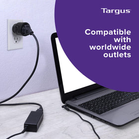 European plug configuration ready for European destinations with the Targus adapter.