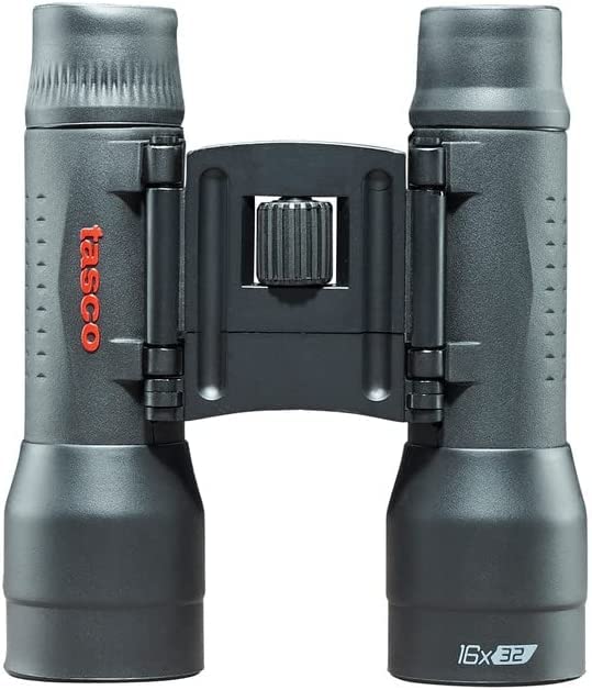 Tasco binoculars closed top profile highlighting slim portability and easy storage benefit