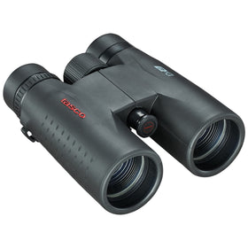 TASCO ES10X42 front view showing compact roof-prism design and clear optics benefit