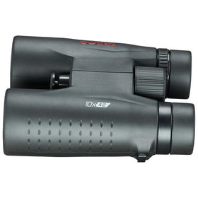 TASCO ES10X42 objective lens close-up highlighting multi-coated optics and brighter image