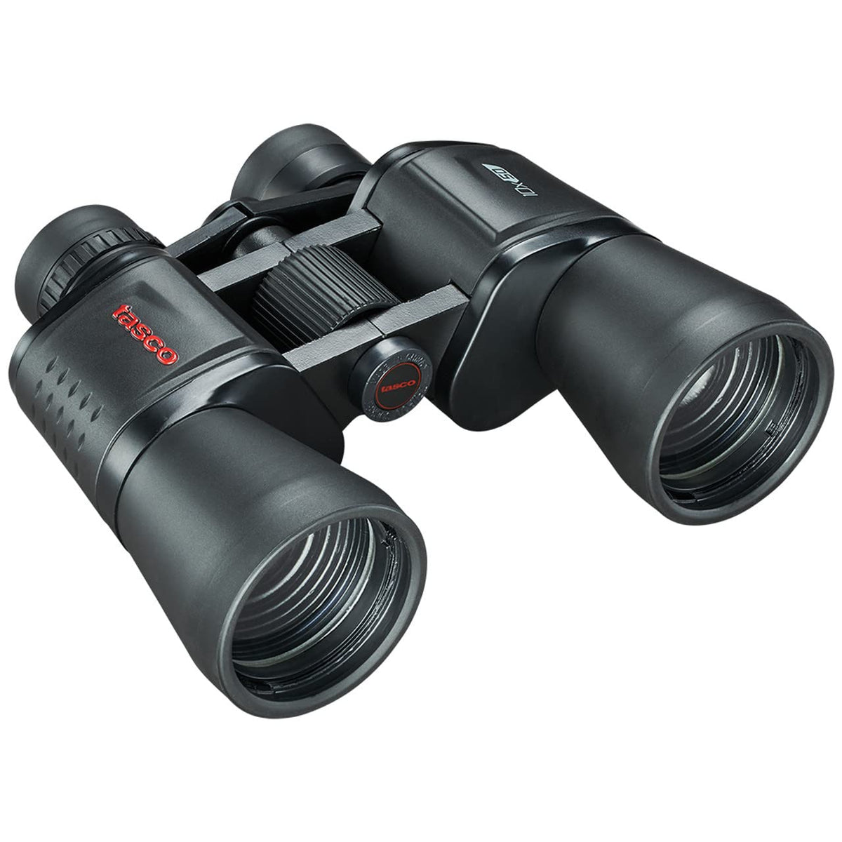 TASCO front view of binoculars showing compact Porro prism body for stable handling
