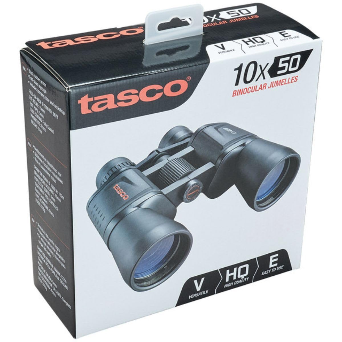 TASCO boxed packaging of the Porro Prism 10x50 in retail-ready presentation