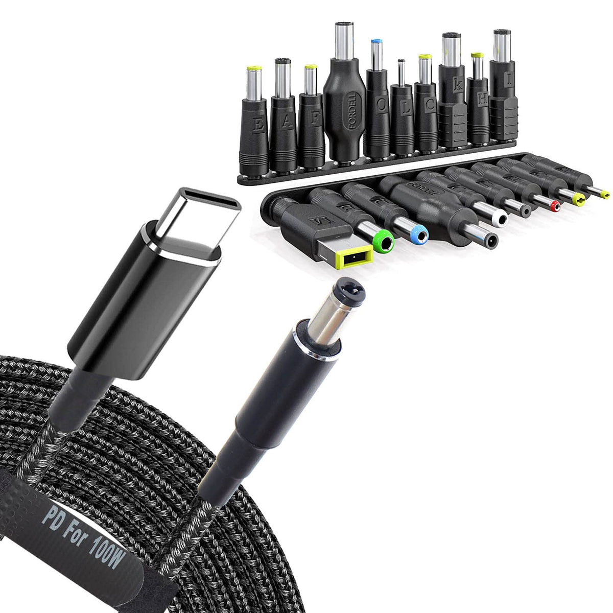 TASUMATO USB C to DC adapter kit with 19 tips for versatile power compatibility