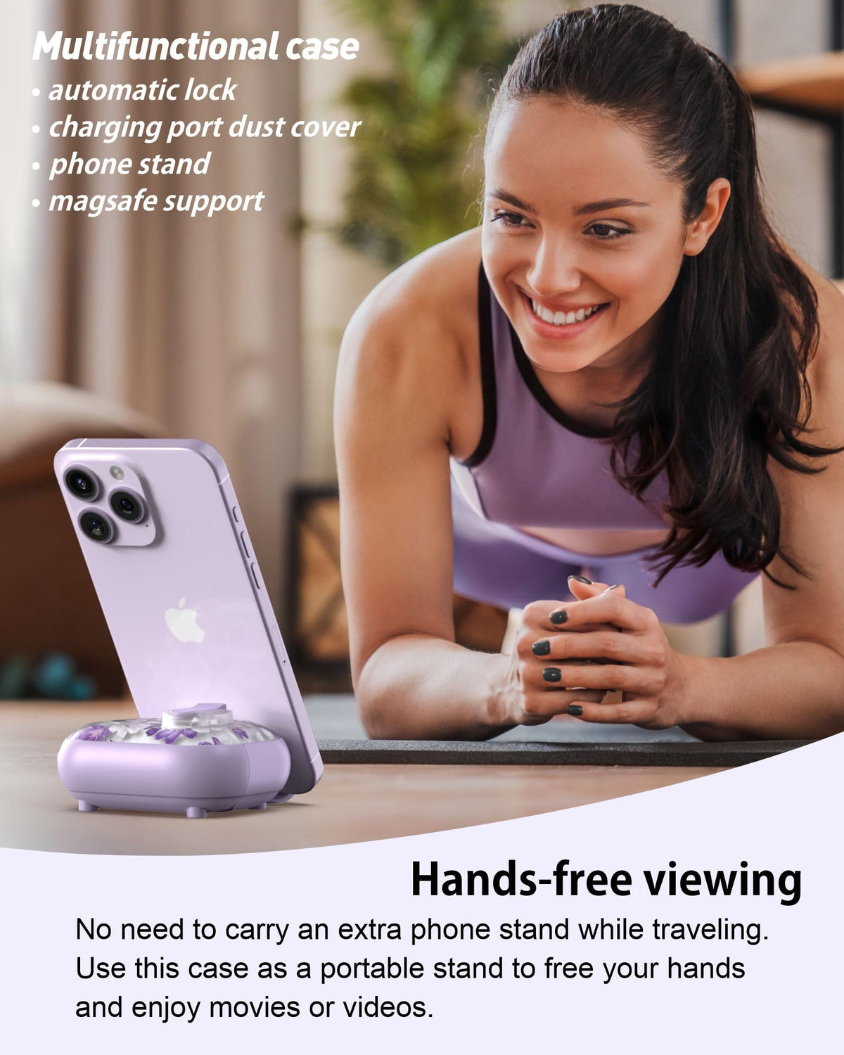 Tatofy AirPods Pro 3 Case built-in stand for hands-free viewing anywhere.