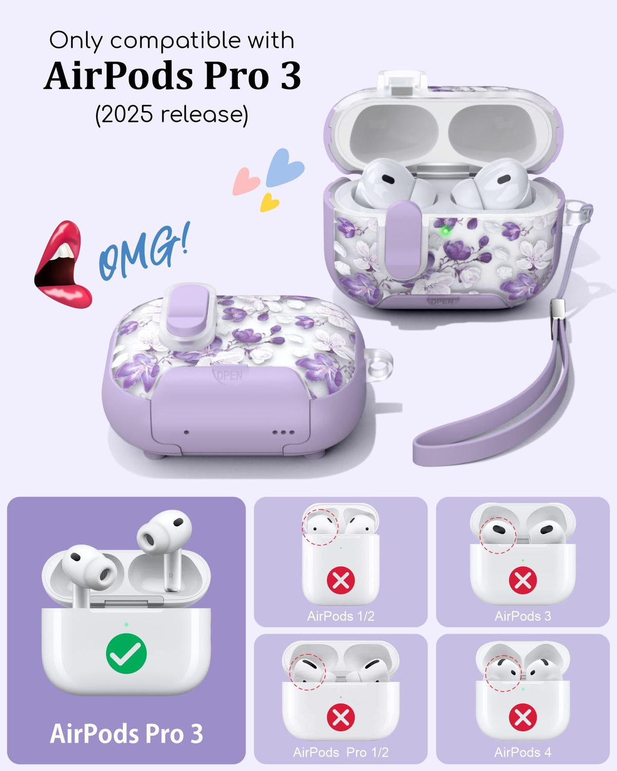 Tatofy AirPods Pro 3 Case dustproof port cover protects charging area from dust.