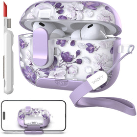 Tatofy AirPods Pro 3 Case floral purple front view for stylish everyday protection.