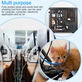 Tatuo black braided sleeve protecting cables from pets and damage