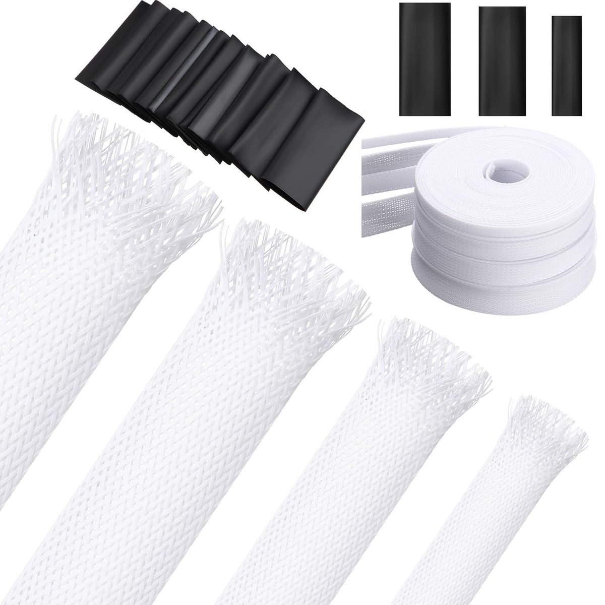 Tatuo braided cable sleeve expandable white keeps cords tidy and ready for upgrades.