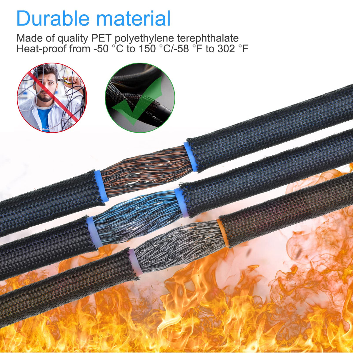 Tatuo durable PET braided sleeve resisting wear and fraying