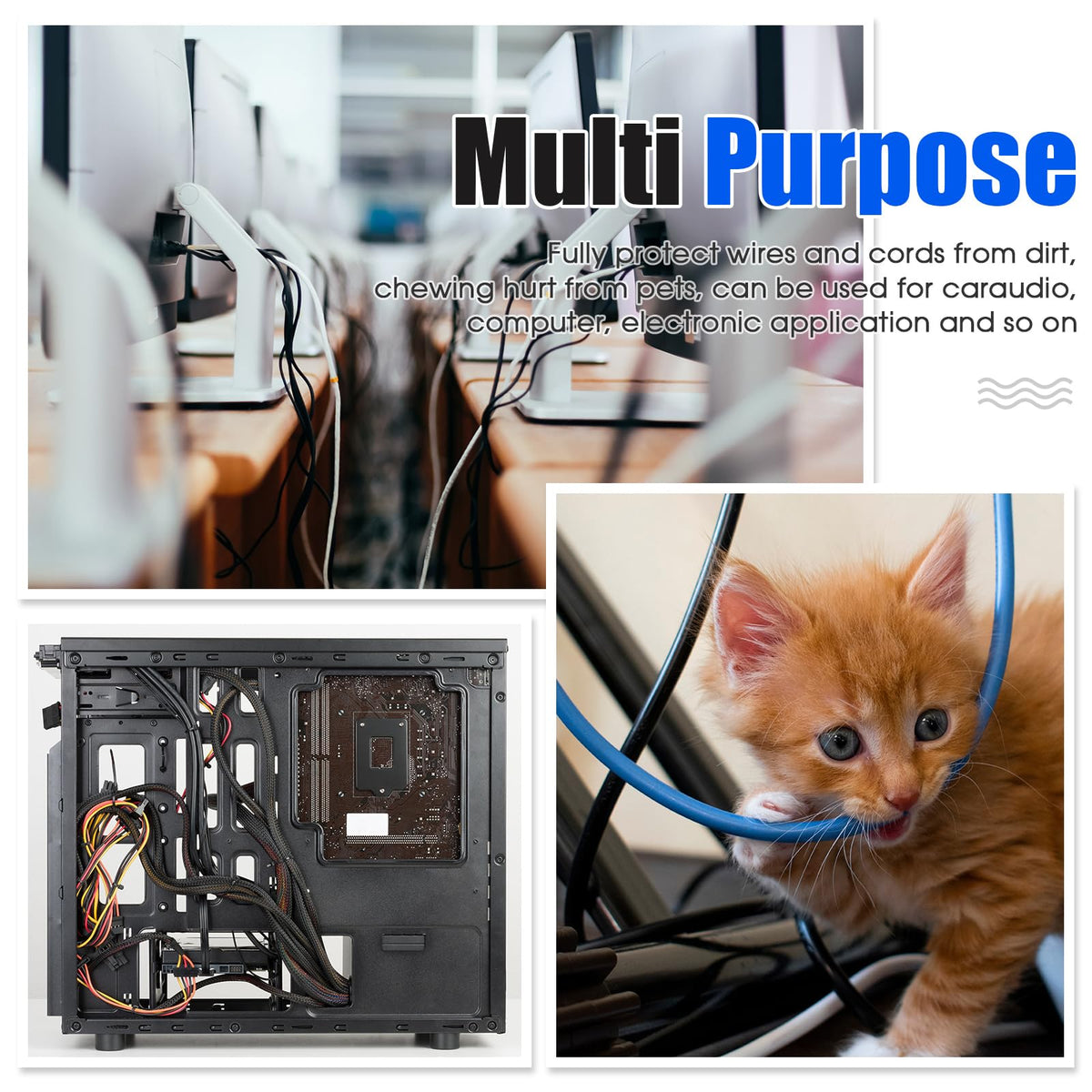 Tatuo-managed cables behind furniture preventing pet chewing and tangling