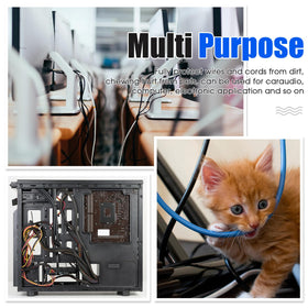 Tatuo-managed cables behind furniture preventing pet chewing and tangling