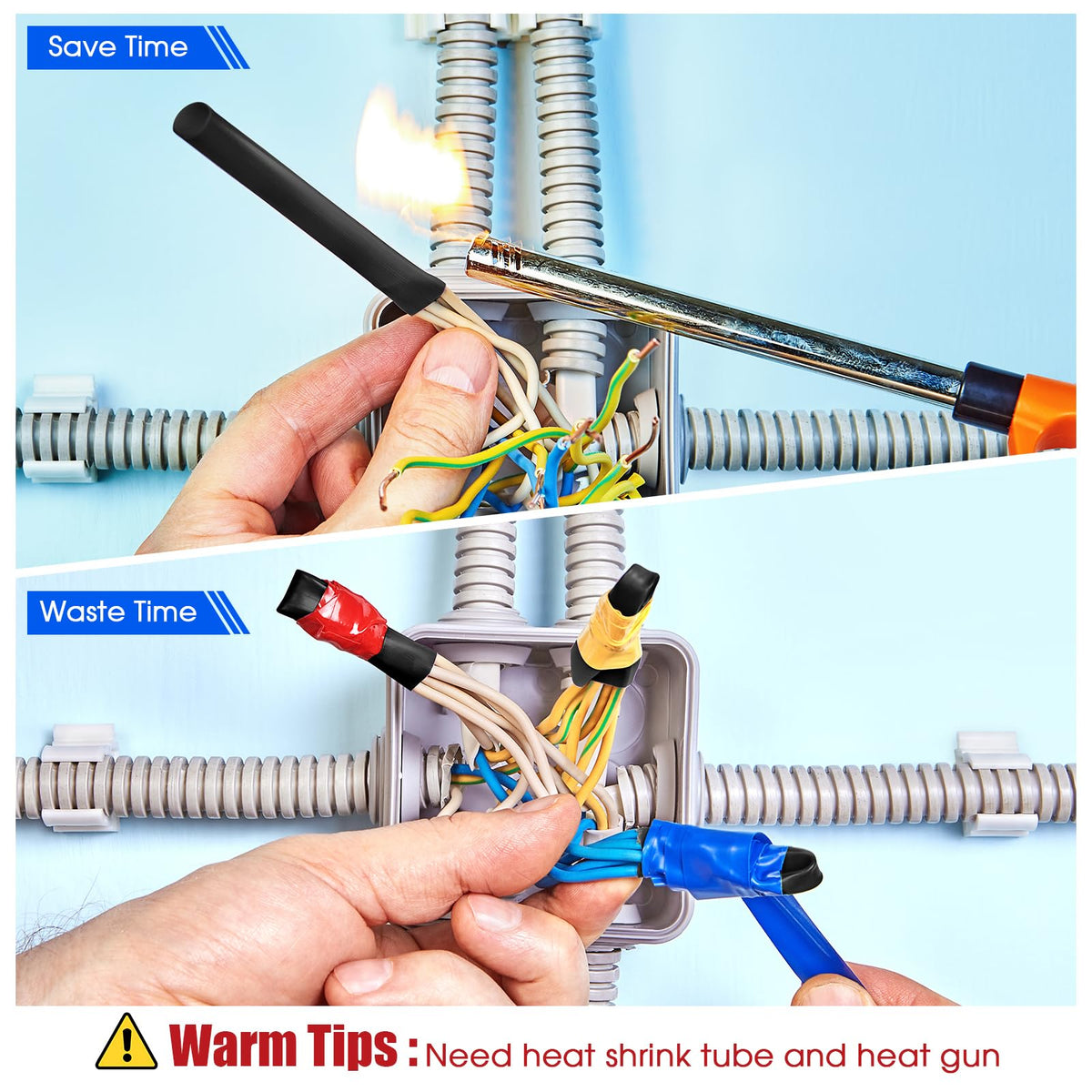 Tatuo sleeves next to cable bundles showing sizes and fit versatility
