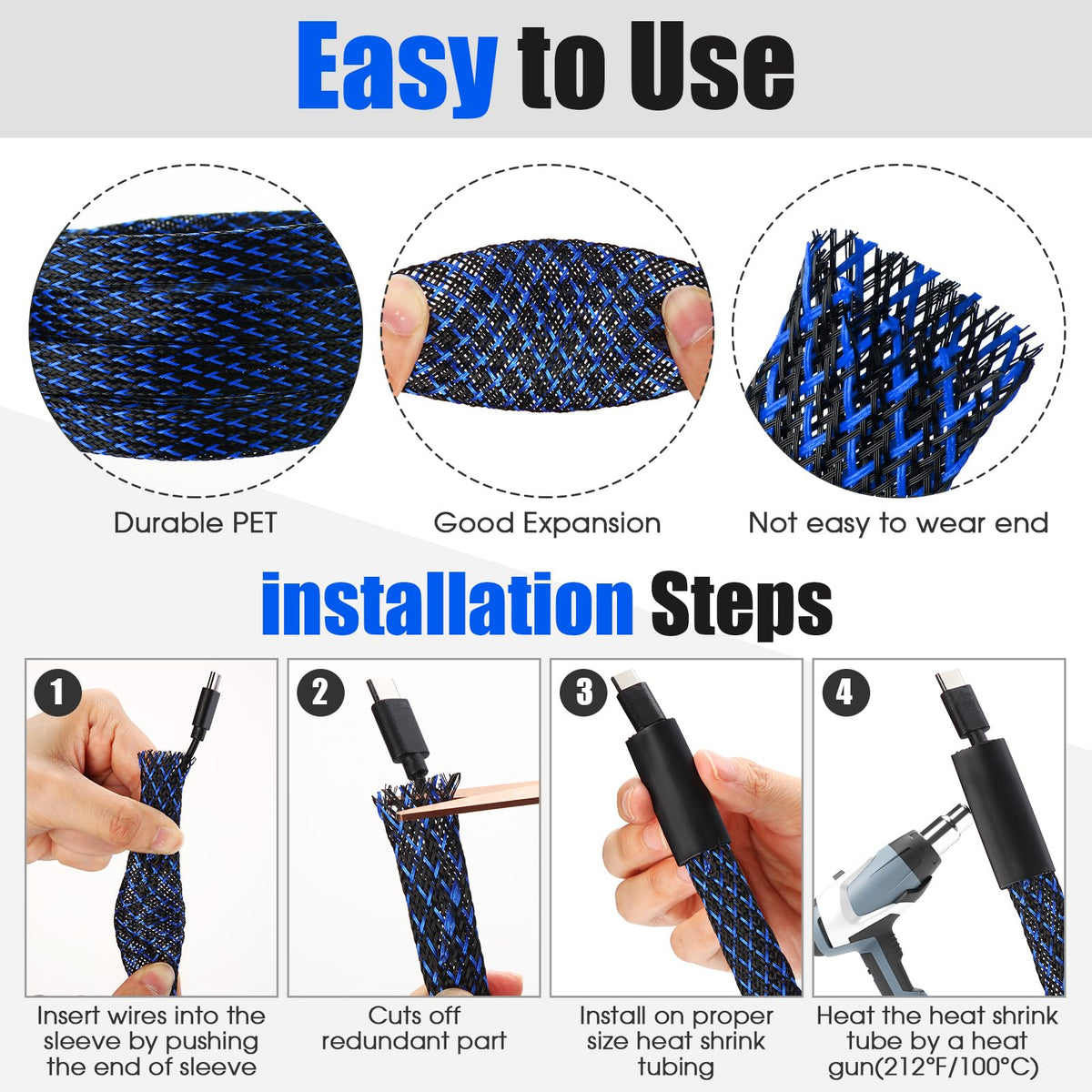 Tatuo sleeve bundling TV and audio cables for cleaner entertainment center routing