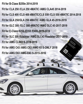 Tavaski Navigation SD Card compatibility across Mercedes models illustrated.