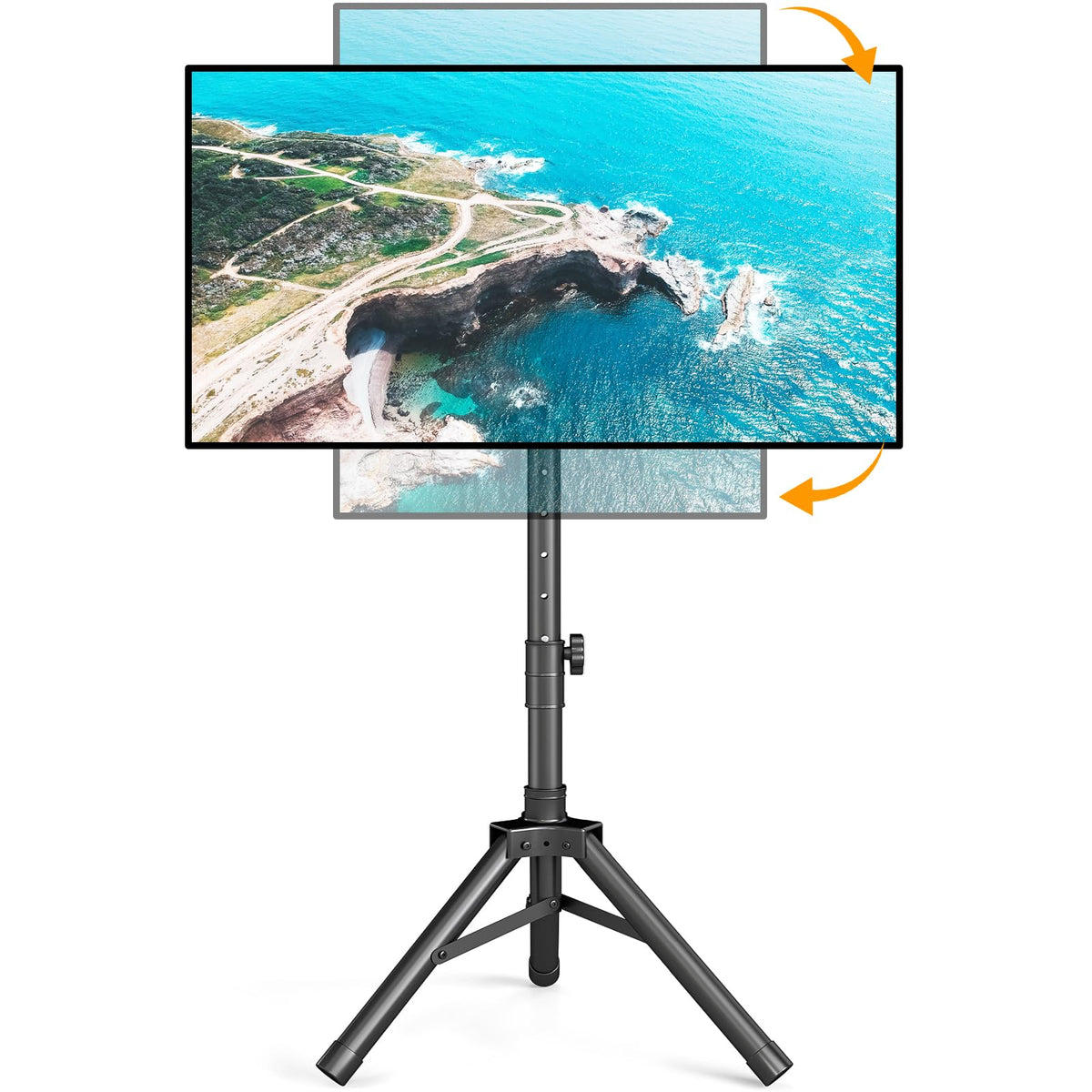 TAVR Furniture front view of portable tripod stand, saves floor space