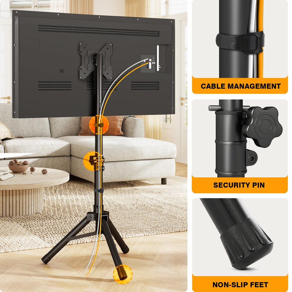 TAVR Furniture folded tripod for transport, simplifies travel and storage